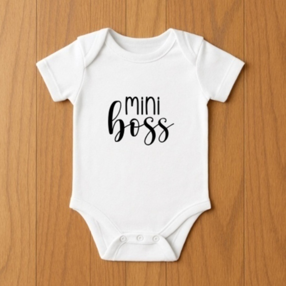 Mini Boss White Baby Onesie